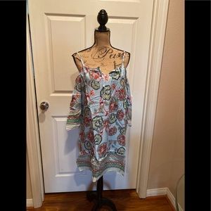 Floral print off the cold shoulder dress